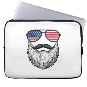Capa Para Notebook Camisa Gráfica de Óculos de Sol com Barba Patrióti