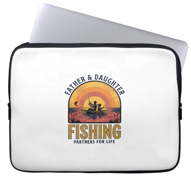Capa Para Notebook Camisa Parceiros de Pesca Pai e Filha para a Vida  (Frente)
