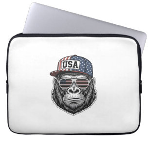 Capa Para Notebook Camisa Patriótica com Gravação Vintage de Gorila d