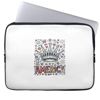 Capa Para Notebook Camisa Patriótica Coroa Liberdade Vintage América