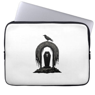 Capa Para Notebook Camisa Silhueta Túmulo Cemitério Corvo Vintage