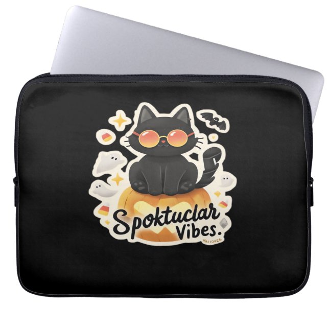 Capa Para Notebook Camisa-T Extrema De Abóbora De Gato Negro (Frente)