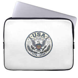 Capa Para Notebook Camisa USA 250 Anos Liberdade Águia Vintage Crachá