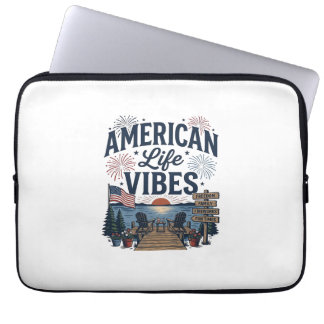 Capa Para Notebook Camisa Vector do Lago Patriótico Vibes da Vida Ame