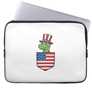 Capa Para Notebook Camisa Vintage de Bolso de Dinossauro Patriótico D