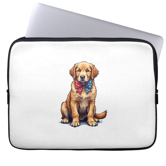 Capa Para Notebook Camisa Vintage de Cachorrinho Golden Retriever Pat (Frente)