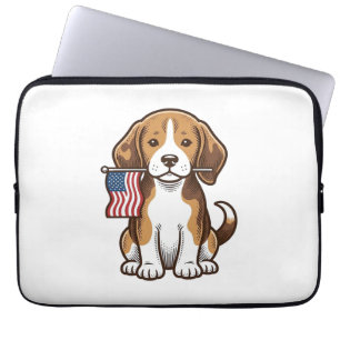 Capa Para Notebook Camisa Vintage de Cachorro Beagle com Bandeira Ame
