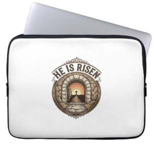 Capa Para Notebook Camisa Vintage de Páscoa Cruz Ele Ressuscitou