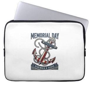 Capa Para Notebook Camisa Vintage Dia da Memória Âncora Lembrar Honra