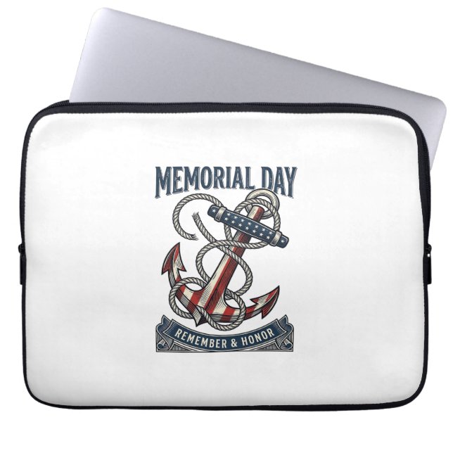 Capa Para Notebook Camisa Vintage Dia da Memória Âncora Lembrar Honra (Frente)