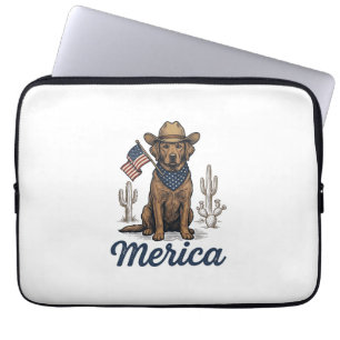 Capa Para Notebook Camisa Vintage Merica Cowboy Dog Bandeira American