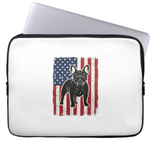 Capa Para Notebook Camisa Vintage Patriótica com Bandeira e Bulldog F