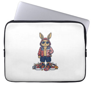Capa Para Notebook Camisa Vintage Vector do Coelho da Páscoa Patriota