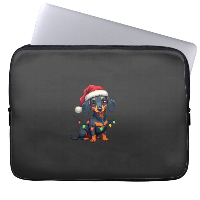 Capa Para Notebook Camisas de Natal de árvore de cães Dachshund Prese (Frente)