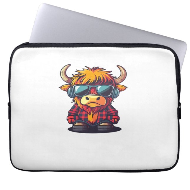 Capa Para Notebook Camiseta Clássica de Vaca legal Escocesa (Frente)