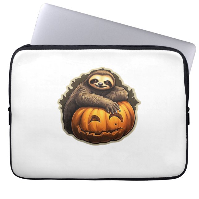 Capa Para Notebook Camiseta Clássica tema preguiça halloween (Frente)