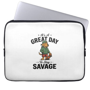 Capa Para Notebook Camiseta com Desenho de Gravação Antiga Savage Dog