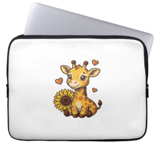 Capa Para Notebook Camiseta de Gravura Vintage de Girassol de Girafa