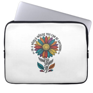 Capa Para Notebook Camiseta de Gravura Vintage Flor de Arco-Íris Seja