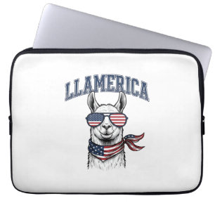 Capa Para Notebook Camiseta de Gravura Vintage Llama Patriótica Llame