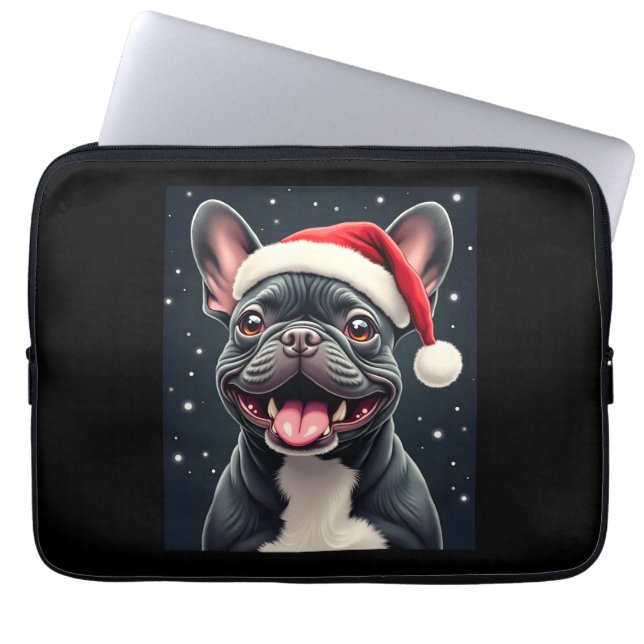 Capa Para Notebook Camiseta de Natal de Bulldog Francês (Frente)