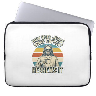 Capa Para Notebook Camiseta Engraçada Jesus Café Desenho Vintage_