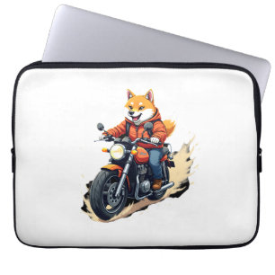 Capa Para Notebook Camiseta engraçada, Shiba Inu, Motocicleta, Cachor