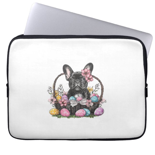 Capa Para Notebook Camiseta Frenchie Dog Páscoa Frenchie Dog Ovos (Frente)