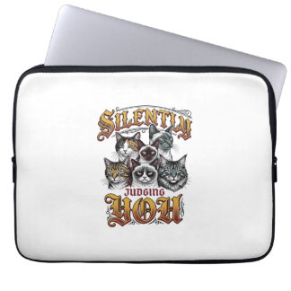 Capa Para Notebook Camiseta Gráfica de Gato Vintage Julgando Você Sil