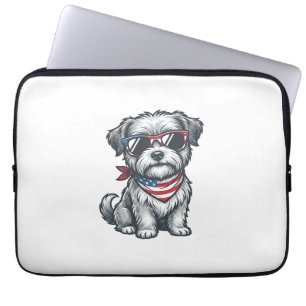 Capa Para Notebook Camiseta Patriótica de Cachorro Desgrenhado com Gr