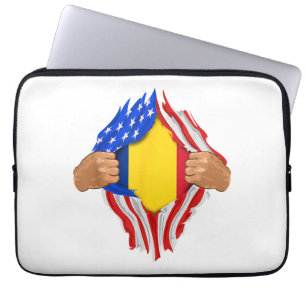 Capa Para Notebook Camiseta Sangue Romeno Dentro de Mim Bandeira da R