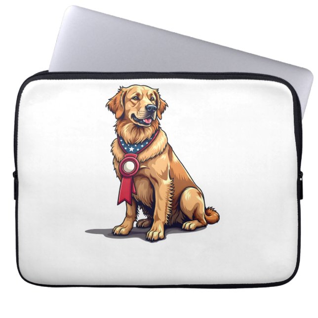 Capa Para Notebook Camiseta Vintage Proud American Golden Retriever 4 (Frente)