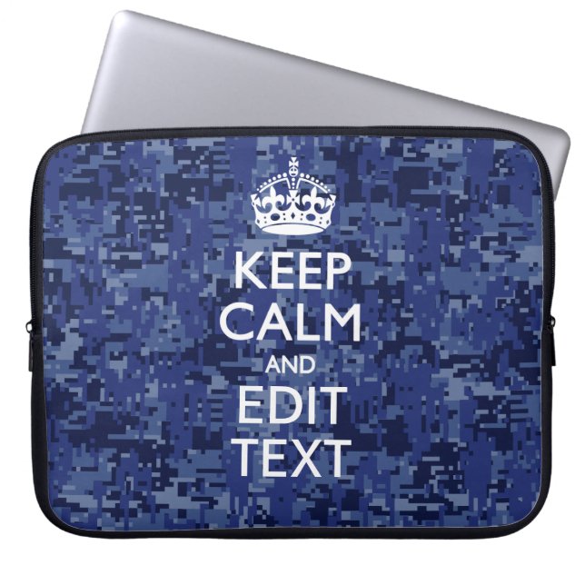 Capa Para Notebook Camo Digital Azul CONTINUA A CALMAR O Texto (Frente)