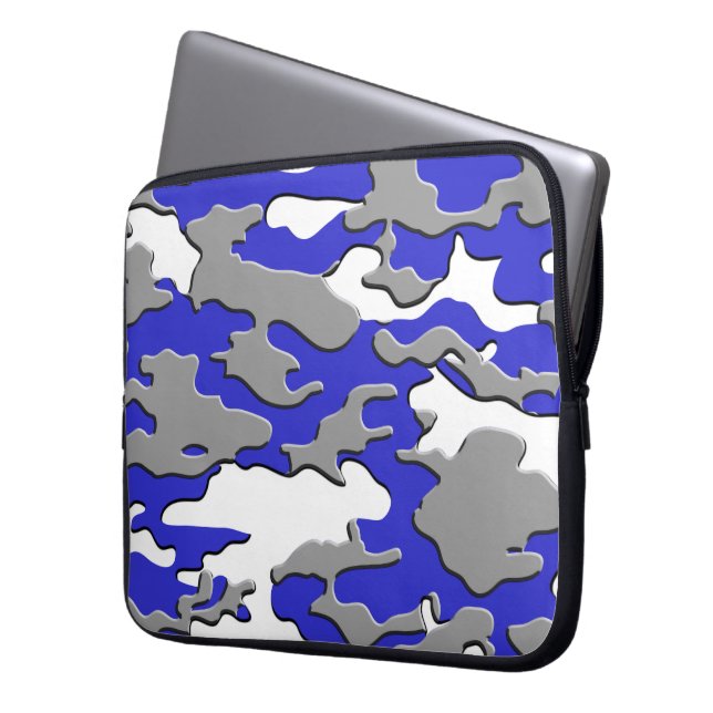 Capa Para Notebook camo do azul 3d (Frente Esquerda)
