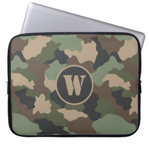 Capa Para Notebook Camouflage Woodland Camo Khaki Tan Black Monograma