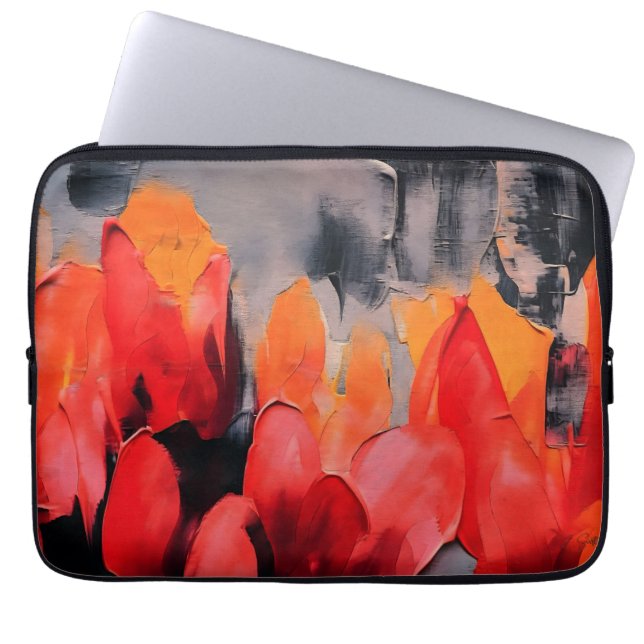 Capa Para Notebook Campo de Tulipas – Intensidade Floral Abstrata (Frente)