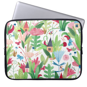 Capa Para Notebook Campos Florais: Padrão de Casas de Aquarela