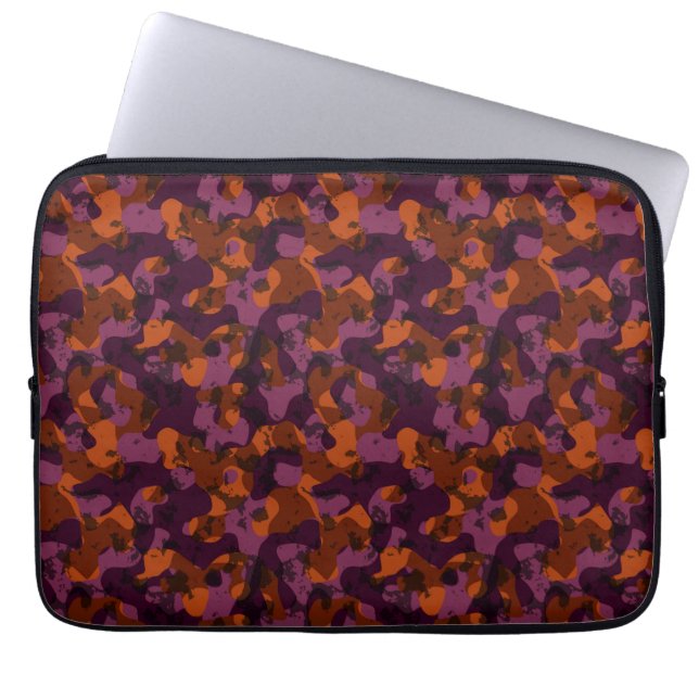 Capa Para Notebook camuflagem abstrata grená e laranja (Frente)