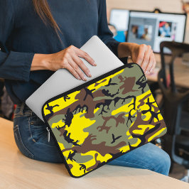Capa Para Notebook Camuflagem Amarela e Marrom, Militar, Exército