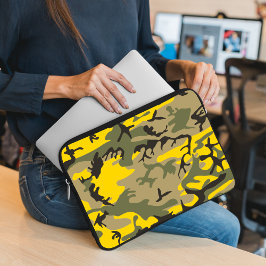 Capa Para Notebook Camuflagem Amarela e Verde, Militar, Exército