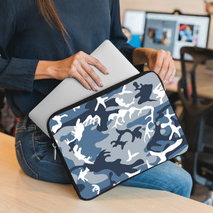 Capa Para Notebook Camuflagem Azul de Neve de Inverno, Militar, Exérc