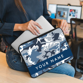 Capa Para Notebook Camuflagem Azul de Neve Inverno Seu nome Personali