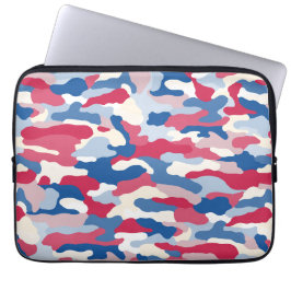 Capa Para Notebook Camuflagem Azul e Branco Vermelho