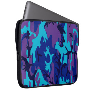 Capa Para Notebook Camuflagem Azul Escuro e Roxo