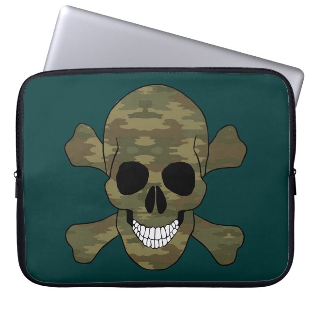 Capa Para Notebook Camuflagem Bolsa de laptop Crânio E Crossbones (Frente)