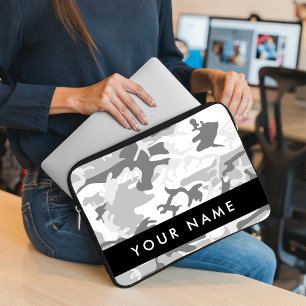 Capa Para Notebook Camuflagem Cinza Neve de Inverno Personalize seu n