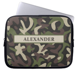 Capa Para Notebook Camuflagem Militar Moderna, Marrom Verde Personali