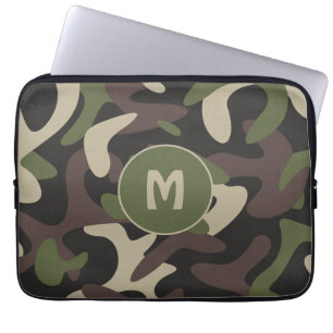 Capa Para Notebook Camuflagem Militar Padrão Verde Castanho Monogram