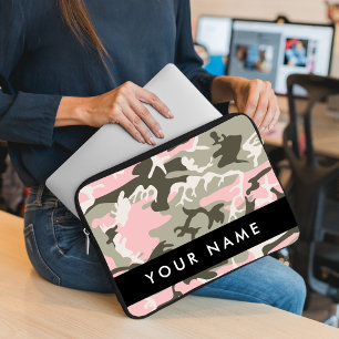 Capa Para Notebook Camuflagem Rosa e Verde Personalize seu nome
