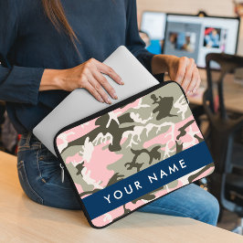 Capa Para Notebook Camuflagem rosa e verde Seu nome personaliza